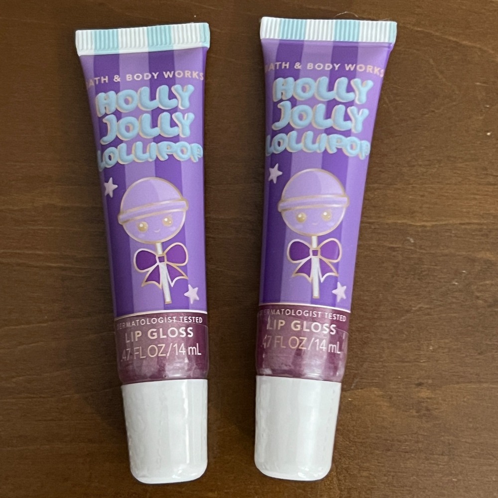 Bath & Body Works Holly Jolly Lollipop Lip Gloss 2 Pack Purple 0.47oz Each